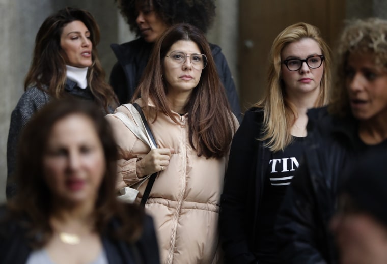 Image: Marisa Tomei and Amber Tamblyn leave New York Supreme Court after attending a hearing in the Harvey Weinstein sexual assault case on Dec. 20, 2018.