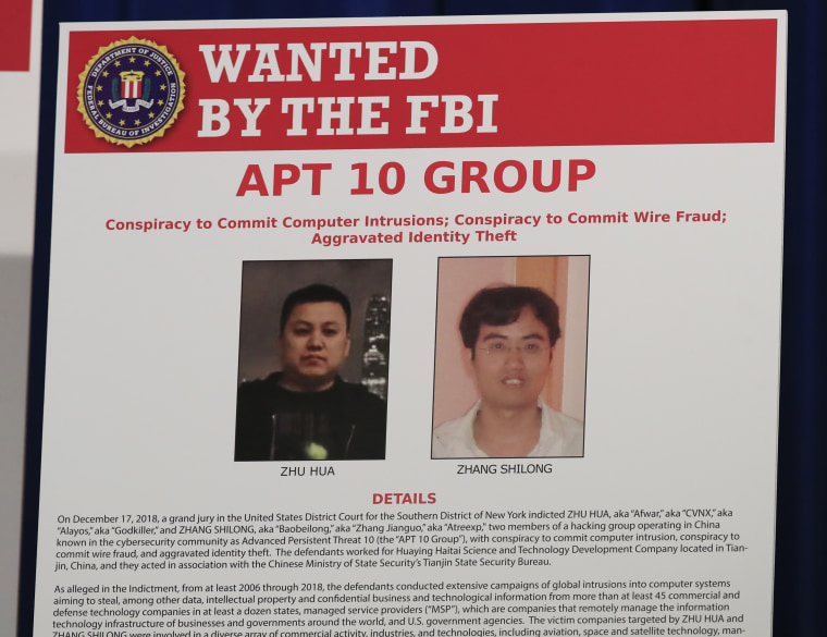 Image: Zhu Hua and Zhang Shilong, Chinese citizens with the group Advanced Persistent Threat 10, allegedly carried out an extensive hacking campaign to steal data from U.S. companies.