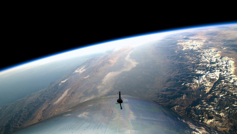 Image: A view from the edge of space is seen from Virgin Galactic's manned space tourism rocket plane SpaceShipTwo