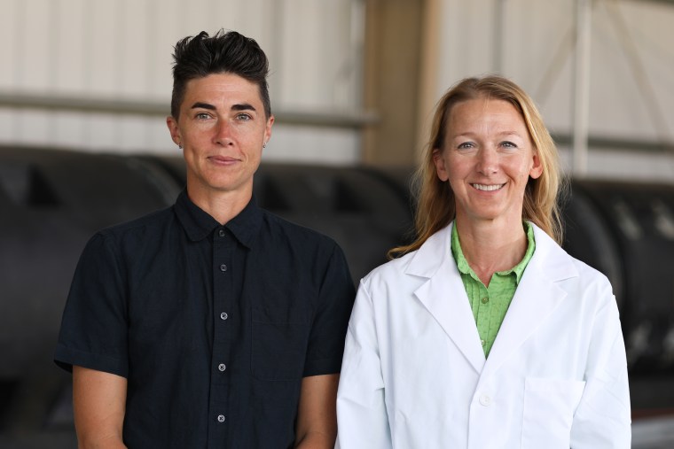 Recompose founder Katrina Spade, left, with researcher Lynne Carpenter-Boggs.