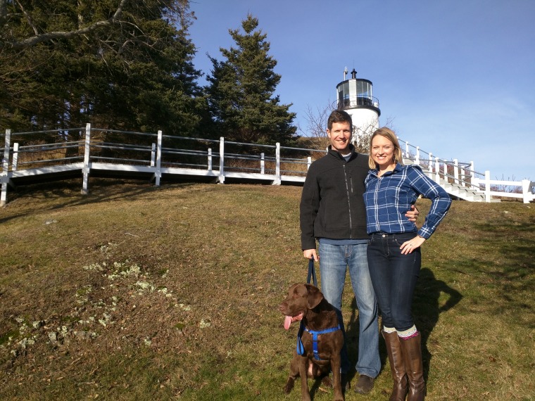 Kristan Vermeulen and her husband Kipp at Owl's Head Lighthouse in Maine