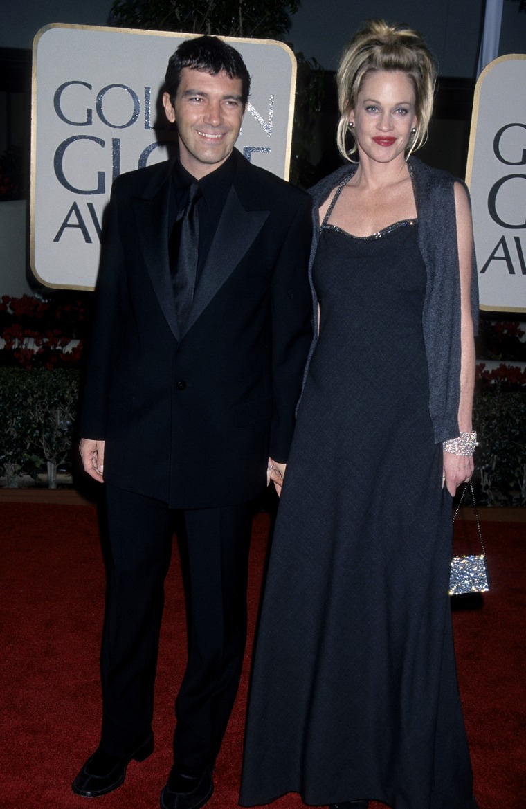 BEVERLY HILLS, CA - JANUARY 24:   Actor Antonio Banderas and actress Melanie Griffith attend the 56th Annual Golden Globe Awards on January 24, 1999 at the Beverly Hilton Hotel in Beverly Hills, California. (Photo by Ron Galella, Ltd./WireImage)