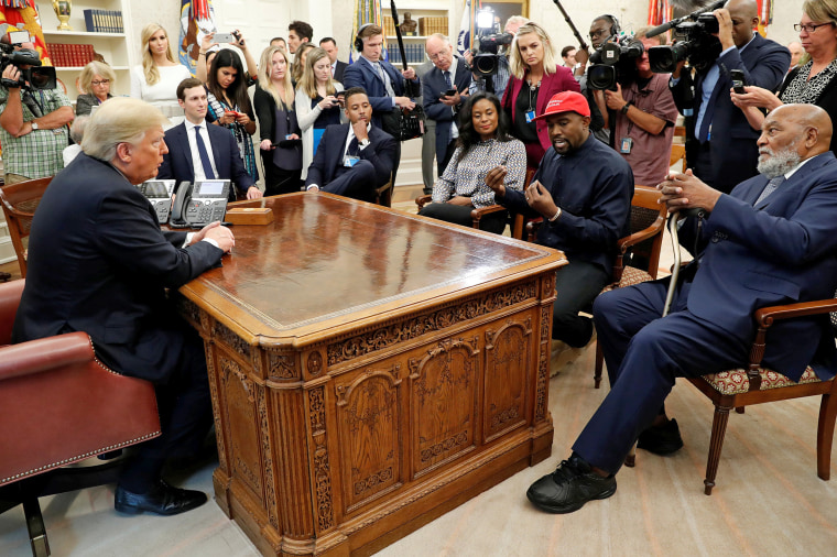 Image: U.S. President Trump meets with rapper West and NFL Hall of Famer Brown at the White House in Washington