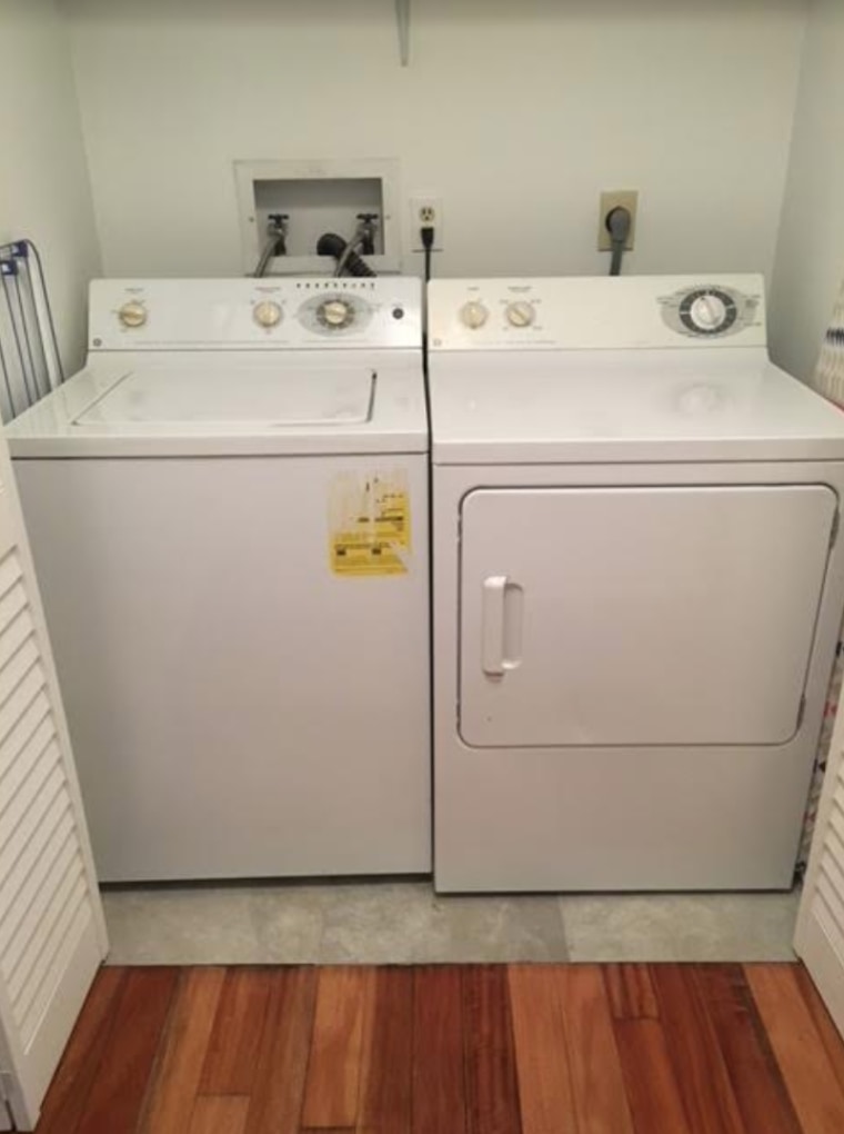 The laundry room was bland and boring before the makeover.