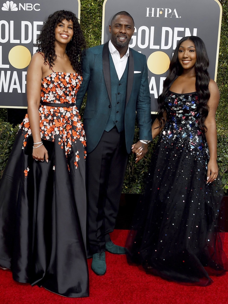 Idris Elba, Isan Elba, Sabrina Dhowre at the Golden Globe Awards