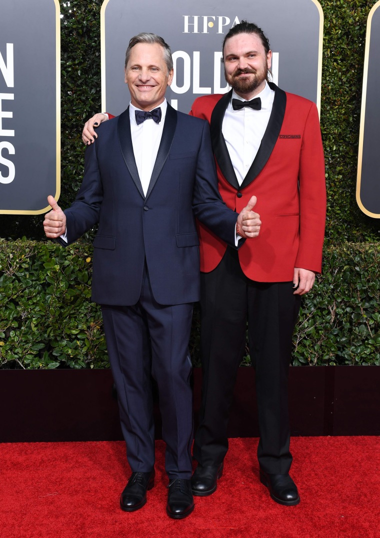 Viggo Mortensen and son Henry at the Golden Globes
