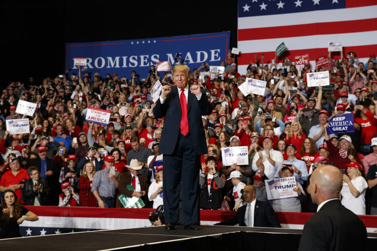 President Donald Trump arrives at a rally in Cape Girardeau, Missouri, on Nov. 5, 2018.