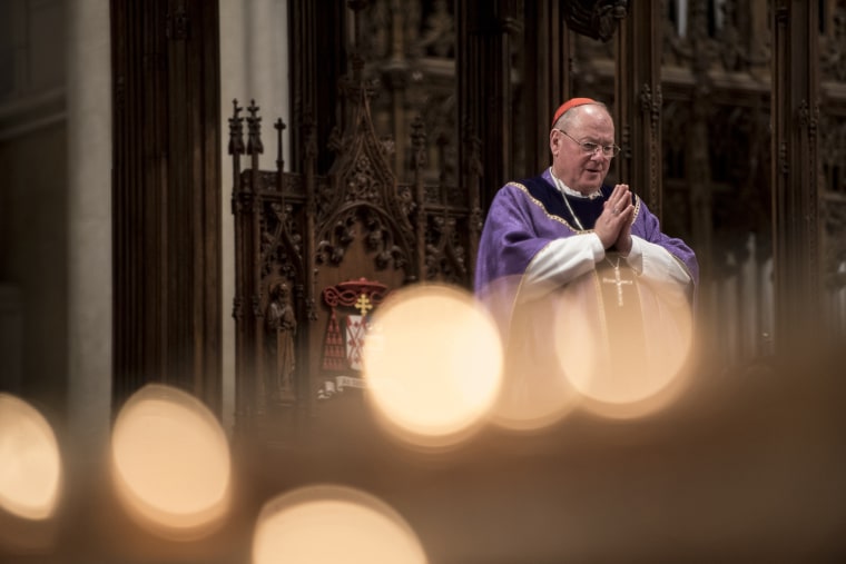 Image: Cardinal Timothy Dolan holds mass on Ash Wednesday at St. Patrick's Cathedral in New York on Feb. 10, 2016.