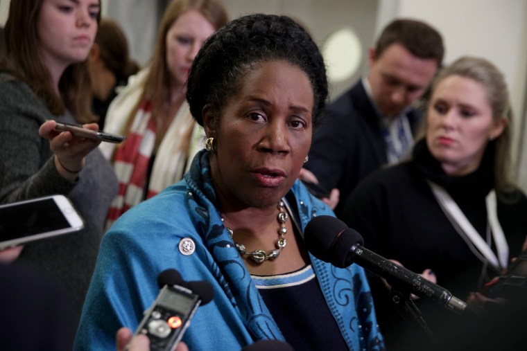 Image: Rep. Sheila Jackson-Lee speaks to the media on Capitol Hill on Dec. 7, 2018.