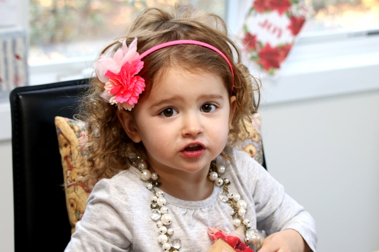 Cora Stetson, now 2, of Melrose, Massachusetts, took part in the BabySeq study of newborn genetic testing. Cora turned out to have a vitamin deficiency easily corrected with a daily supplement.