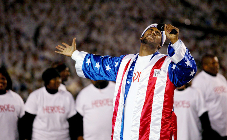 Singer R. Kelly performs at the Opening Ceremony of the 2002 Salt Lake City Winter Olympic Games