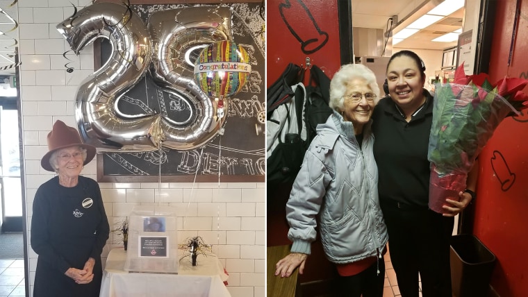 Cici Salvador helped Dorothy mark 25 years of service to her Arby's restaurant with a celebration on Friday, Jan. 4.