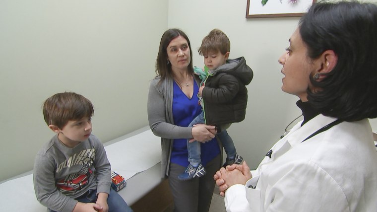 Mom Catherine Farrell with Christopher, 4, who was not vaccinated, and Hudson, 2, was did receive the flu vaccine. Both boys caught the flu. "We always encourage everybody to get the flu vaccine because if you do get the flu with the flu vaccine, it is still a milder illness compared to if you don’t get the vaccine," said Dr. Shilpa Patel. 