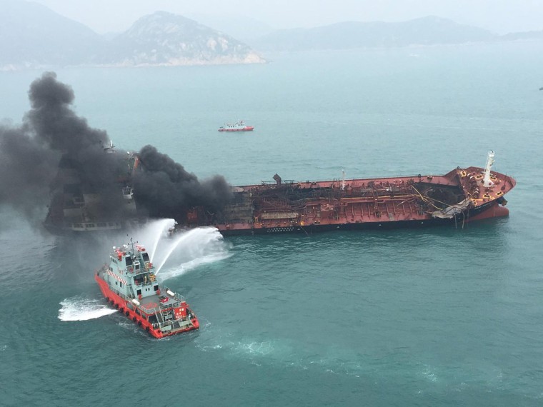 Image: The Aulac Fortune burns near Lamma Island 