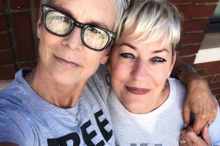 Jamie Lee Curtis met with Sara Cunningham, the founder of the nonprofit organization Free Hugs Mom, in Oklahoma City in late September 2018.