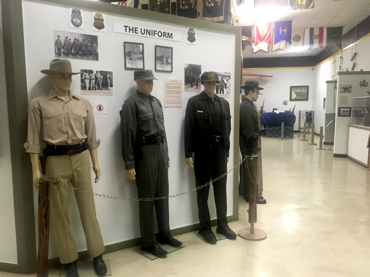 U.S. Border Patrol uniforms throughout the years are on display at a museum dedicated to the border patrol in El Paso, Texas on Nov. 29, 2018.