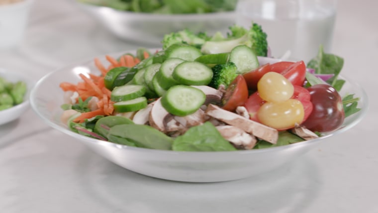 Fill up on your favorite veggies for lunch and top off this hearty salad with a lean protein.