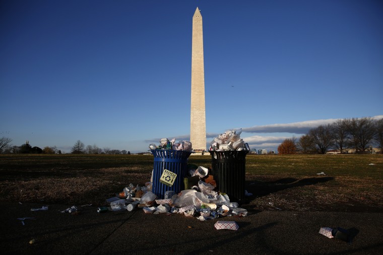 Image: Trash accumulates along the National Mall during the partial government shutdown.