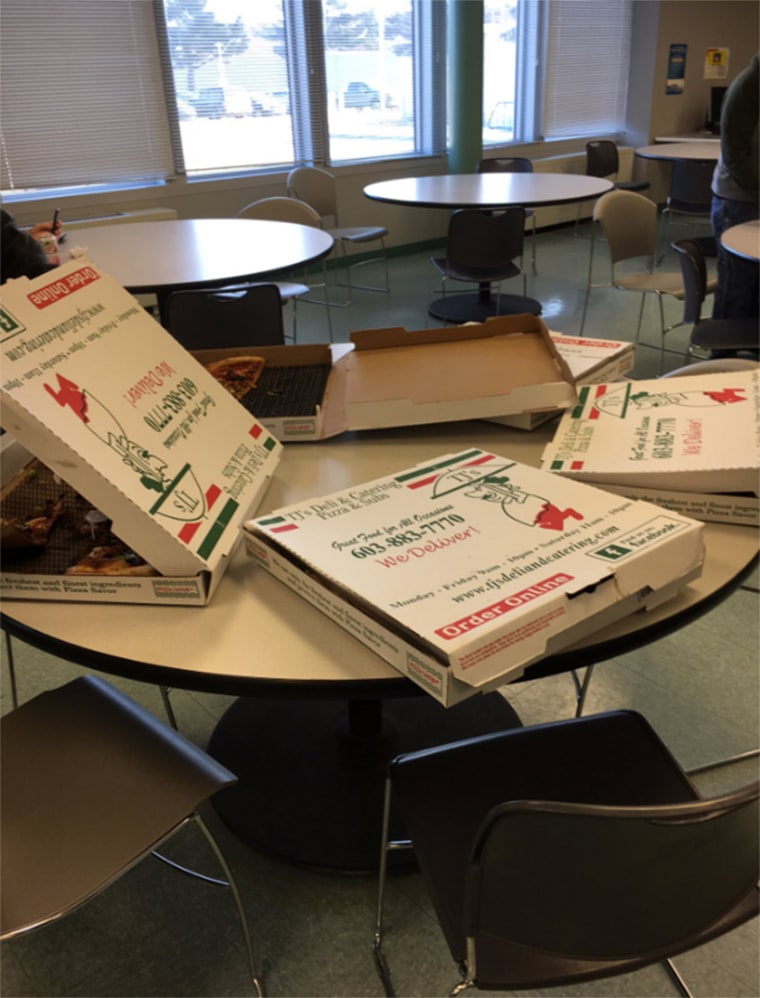 Canadian colleagues sent pizza to air traffic controllers in Boston on Friday.