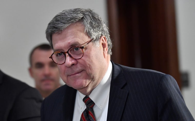 William Barr, President Donald Trump's nominee to be attorney general, arrives to pay a visit to Sen. Joni Ernst of Iowa in her office on Capitol Hill on Jan. 10, 2019.