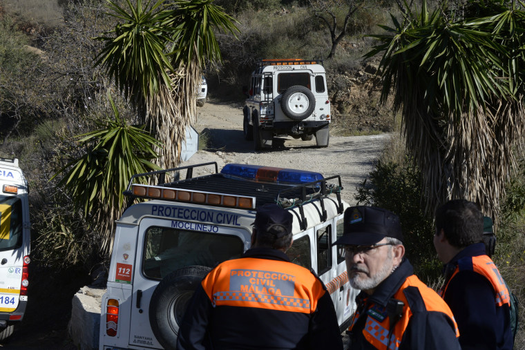 The search for the boy is taking place in a mountainous area near the town of Totalan, Spain.