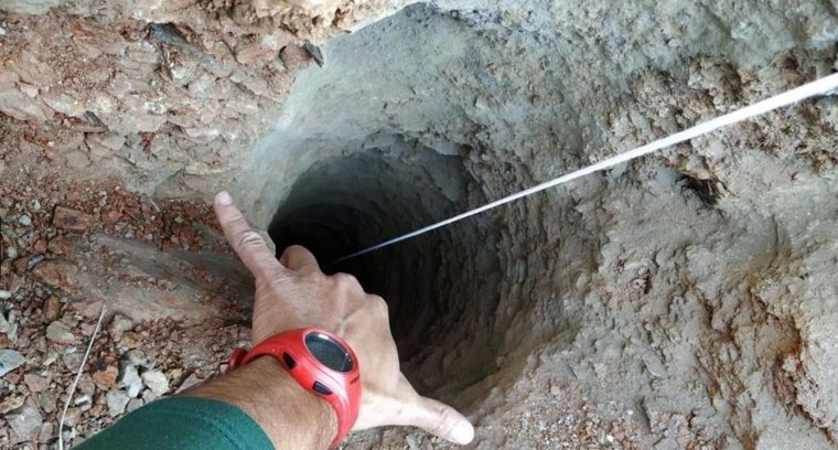 Image: The two-year-old boy fell into the hole on Sunday.