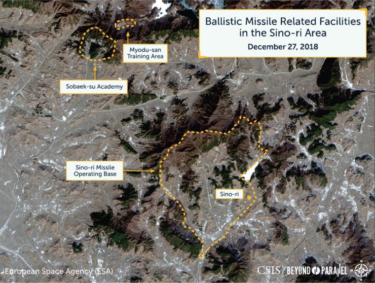 Overview of the Sino-ri Missile Operating Base, Sobaek-su Academy, and Myodu-san training area