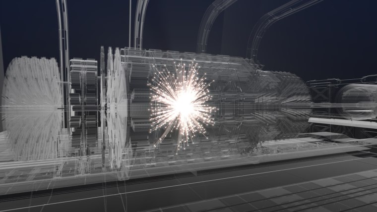 Image: Artistic impression of a collision event at the center of a future detector.