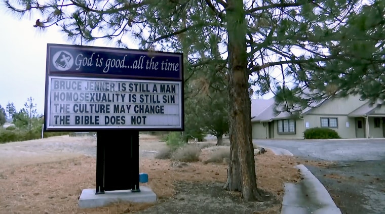 The sign outside the Trinity Presbyterian Church in Siskiyou County, California posted by pastor Justin Hoke.