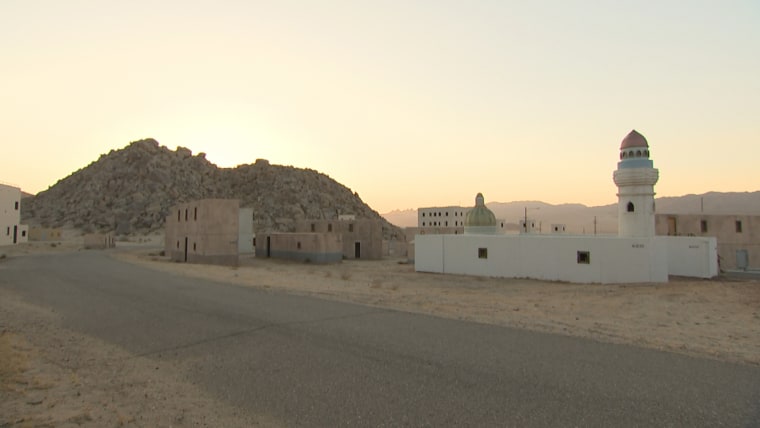 Image: A village constructed to look like Iraq at the training camp at Fort Irwin in California.