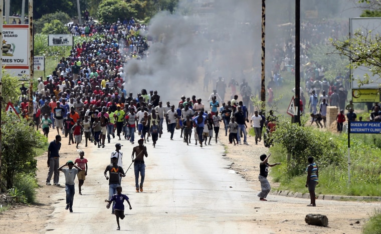 Image: Protesters in Harare, Zimbabwe