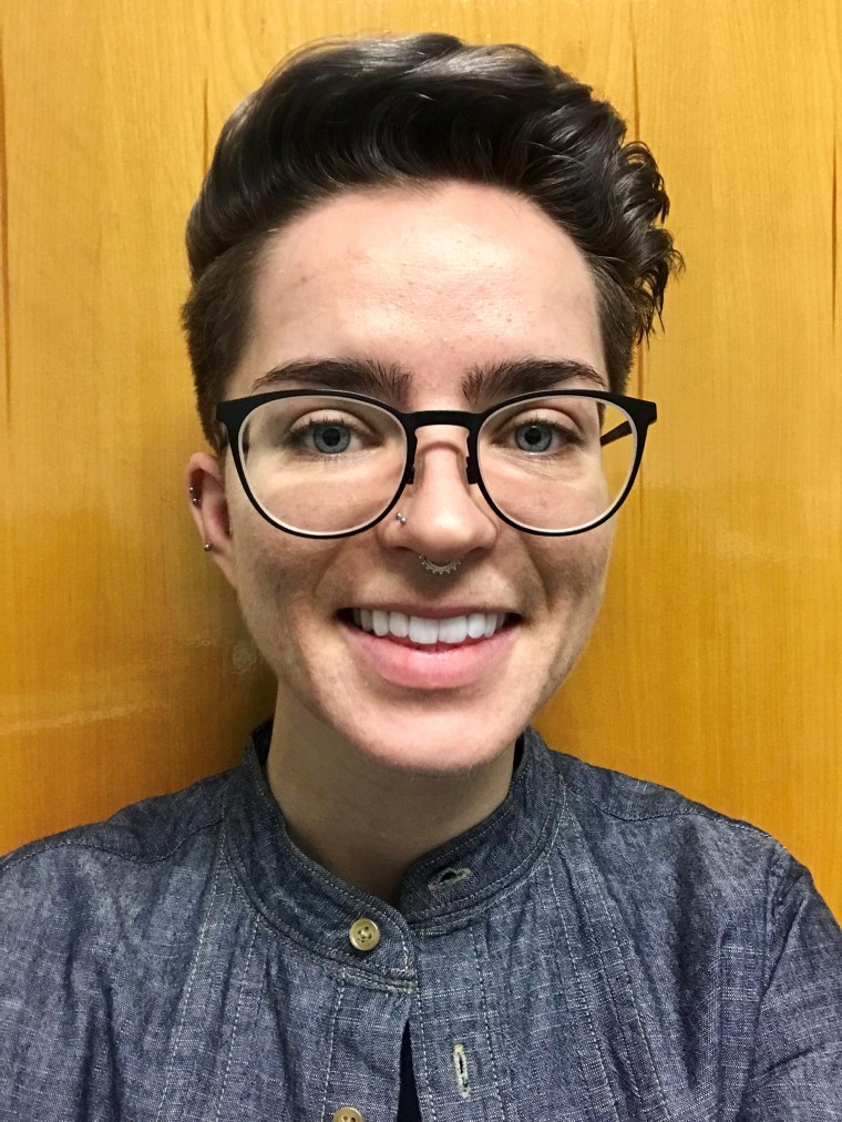 Beck Watt, a nonbinary middle school music teacher in Winnipeg, Canada