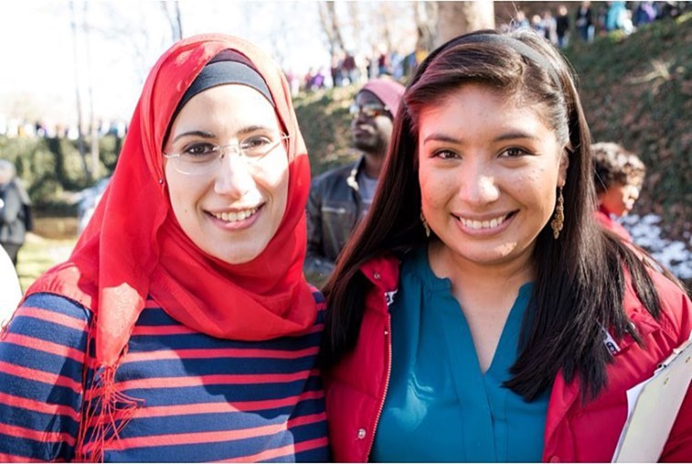 Sarai, right, and Laila at the Women's March in January 2018.