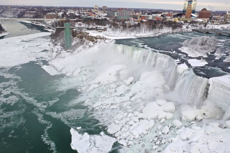 It's so cold Niagara Falls is frozen