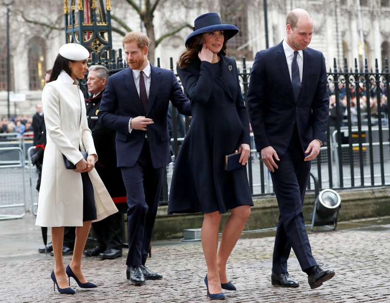 Image: Britain's Prince Harry, his fiancee Meghan Markle, Prince William and Kate, the Duchess of Cambridge, arrive at the Commonwealth Service at Westminster Abbey in London