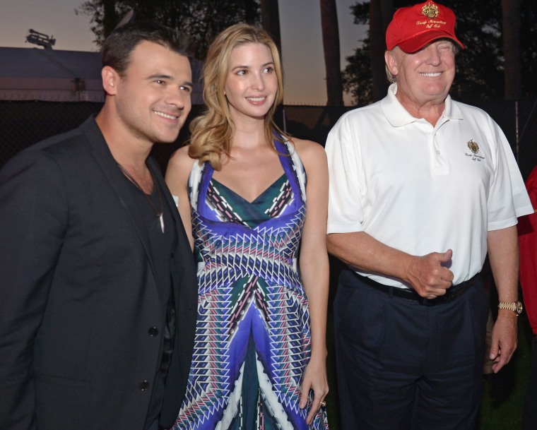 Russian singer Emin Agalarov poses with Ivanka and Donald Trump at the Trump National Doral in Doral