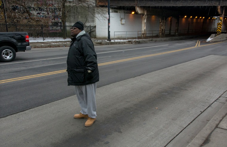 Image: Edward Douglas waits for a bus on his way to meet longtime friends.