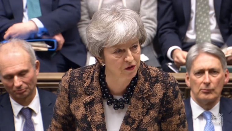 Image: Prime Minister Theresa May speaks at the House of Commons at Parliament on Jan. 21, 2019.