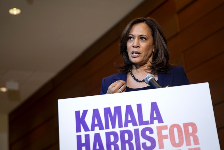 Image: Senator Kamala Harris speaks to the media after announcing her candidacy for President of the United States at Howard University in Washington, D.C., on Jan. 21,2019.