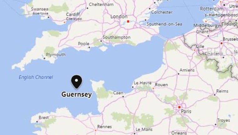 Image: A map showing Guernsey