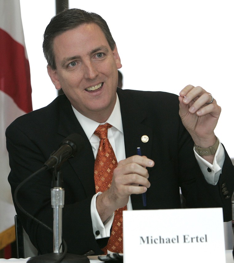 Image: Mike Ertel speaks at a panel discussion in Tallahassee, Florida, on Jan. 30, 2013.