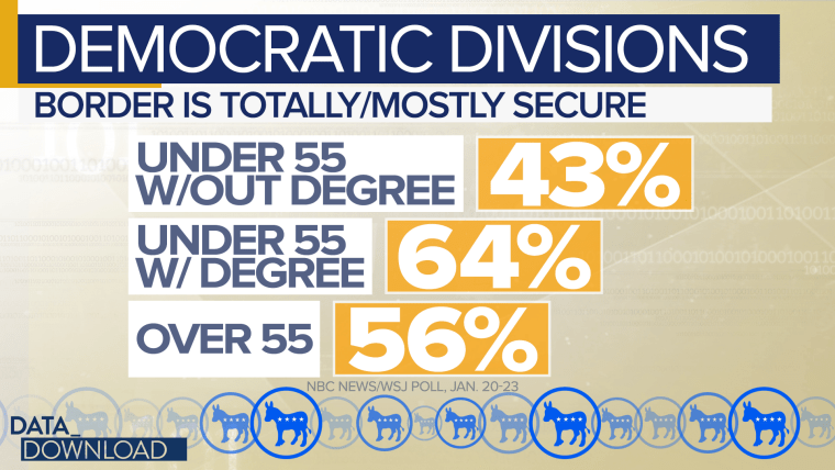 Younger Democrats without a degree are much less likely to feel the border is secure.
