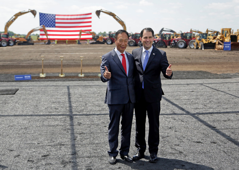 U.S. President Donald Trump participates in the Foxconn Technology Group groundbreaking ceremony for its LCD manufacturing campus, in Mount Pleasant