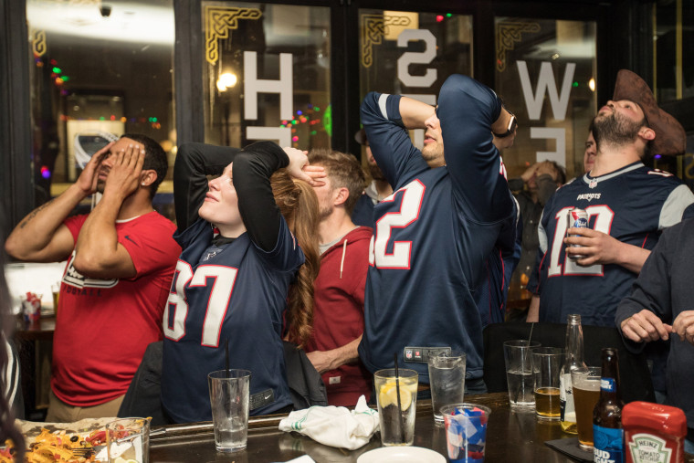 Image: Boston Area Football Fans Gather Watch Super Bowl LIII, The New England Patriots vs The Los Angeles Rams