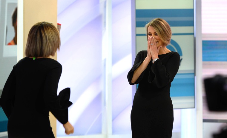 A shocked Christina Brooks reacts to seeing her "twin" Dylan Dreyer in person!