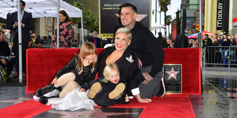Pink and family at Hollywood Walk of Fame