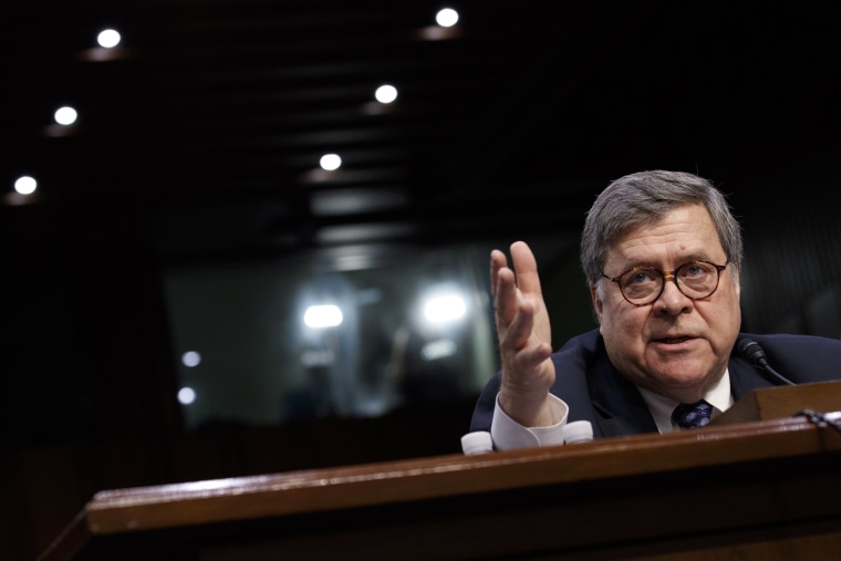 Image: William Barr testifies before the Senate Judiciary Committee during his confirmation hearing on Capitol Hill on Jan. 15, 2019.