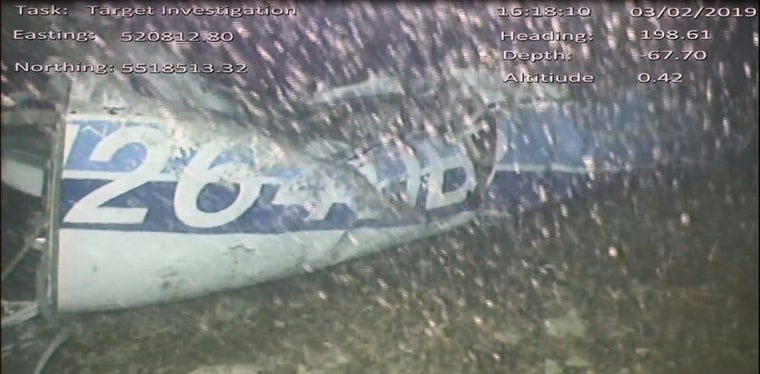 Image: The rear left fuselage of the aircraft carrying soccer player Emiliano Sala on Feb. 4, 2019.