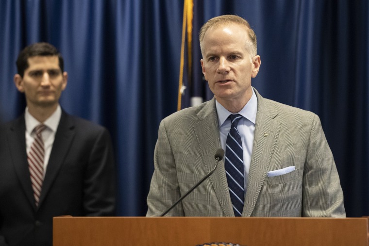 Image: U.S. Attorney for the Eastern District of Pennsylvania William McSwain speaks during a press conference on a suit to stop a nonprofit from opening a supervised drug injection site on Feb. 6, 2019.