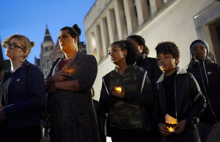 Image: Protestors attend a mock funeral to symbolize what they call the death of the Democratic Party outside the Virginia State Capitol